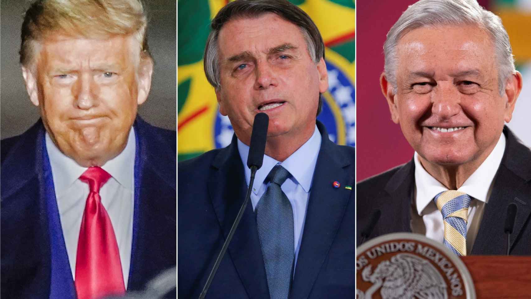 Donald Trump, Jair Bolsonaro y Andrés Manuel López Obrador.