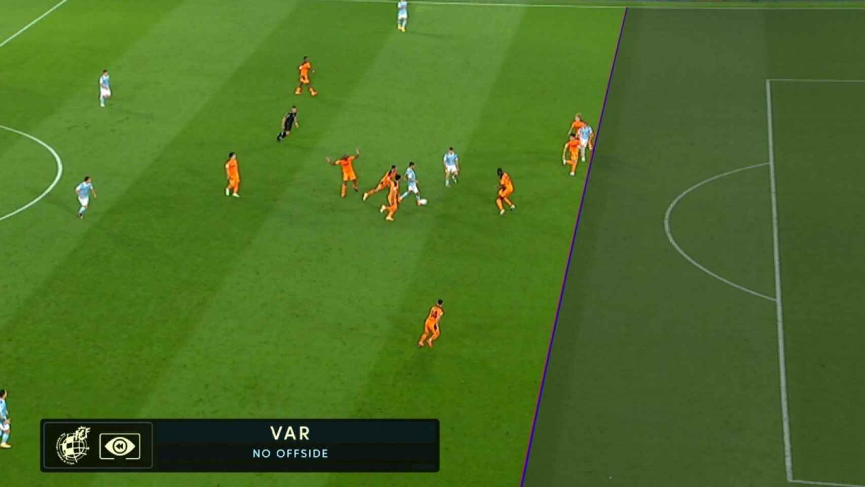 Imagen del VAR del partido Celta de Vigo - Valencia de la jornada 2 de La Liga
