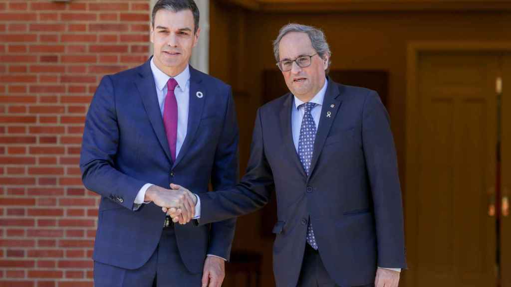 El presidente del Gobierno, Pedro Sánchez, y el presidente de la Generalitat, Quim Torra, en La Moncloa.