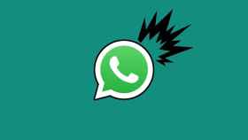Fotomontaje con el icono de WhatsApp y una explosión.