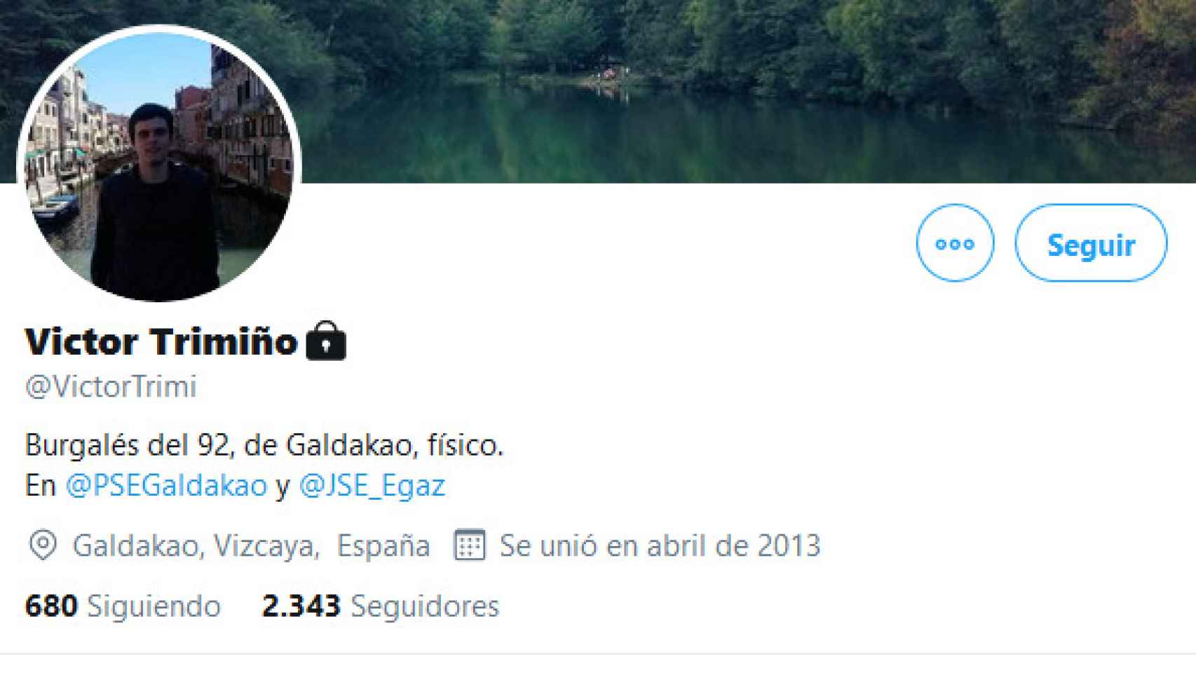 Víctor Trimiño ha puesto el candado a su cuenta de Twitter tras la repercusión de sus palabras.
