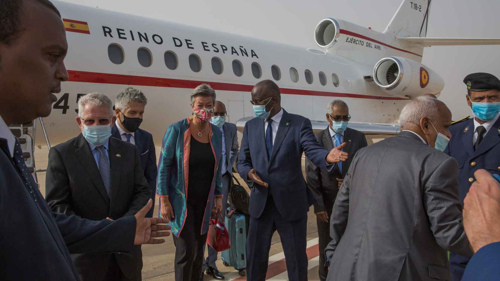 Grande-Marlaska y la comisaria de Interior, Ilva Johansson, durante una visita a Mauritana en septiembre