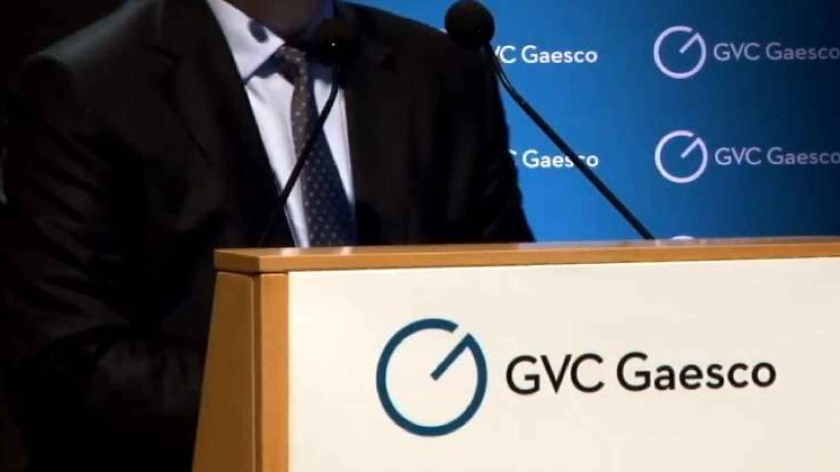 Un atril de GVC Gaesco en un acto de inversión.