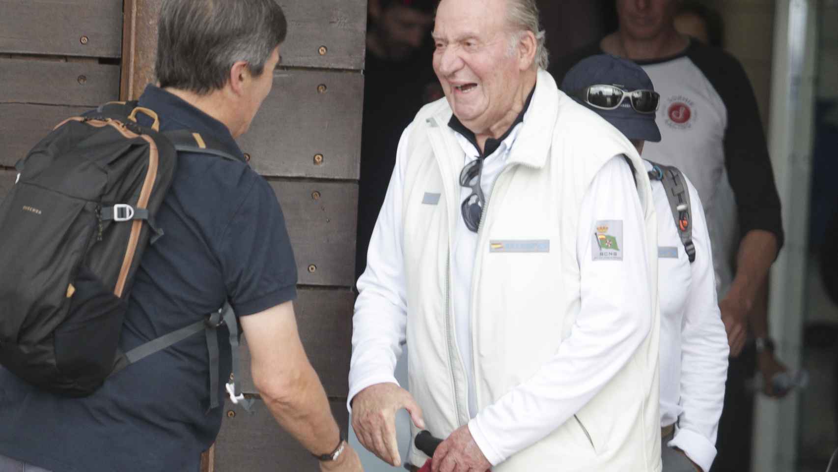 Juan Carlos en Sansenxo en julio de 2019.