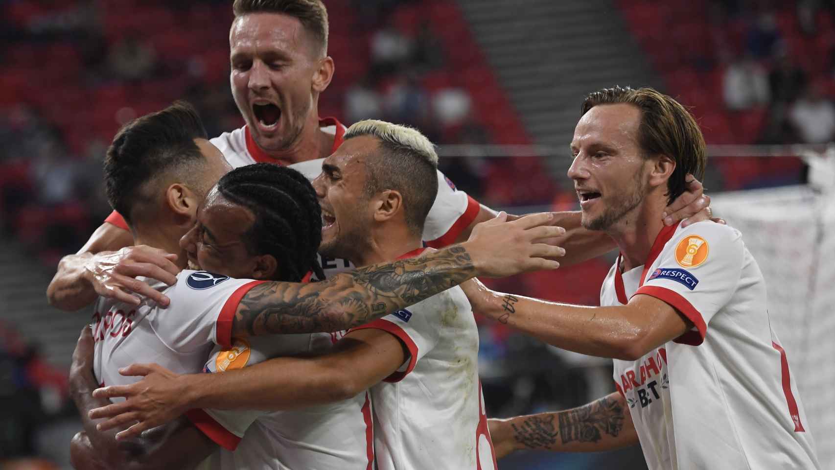 El Sevilla celebra su gol contra el Bayern