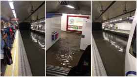 Imágenes de las inundaciones en la línea 2 del Metro de Madrid.