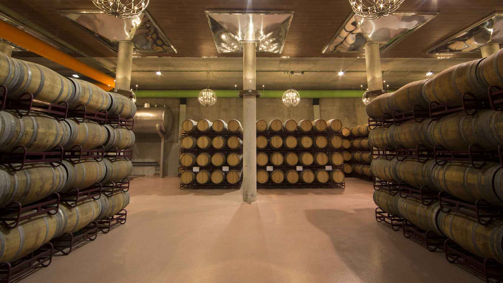 Las barricas de vino en el interior de la bodega Pagos del Rey, una de las pertenecientes a Félix Solís.