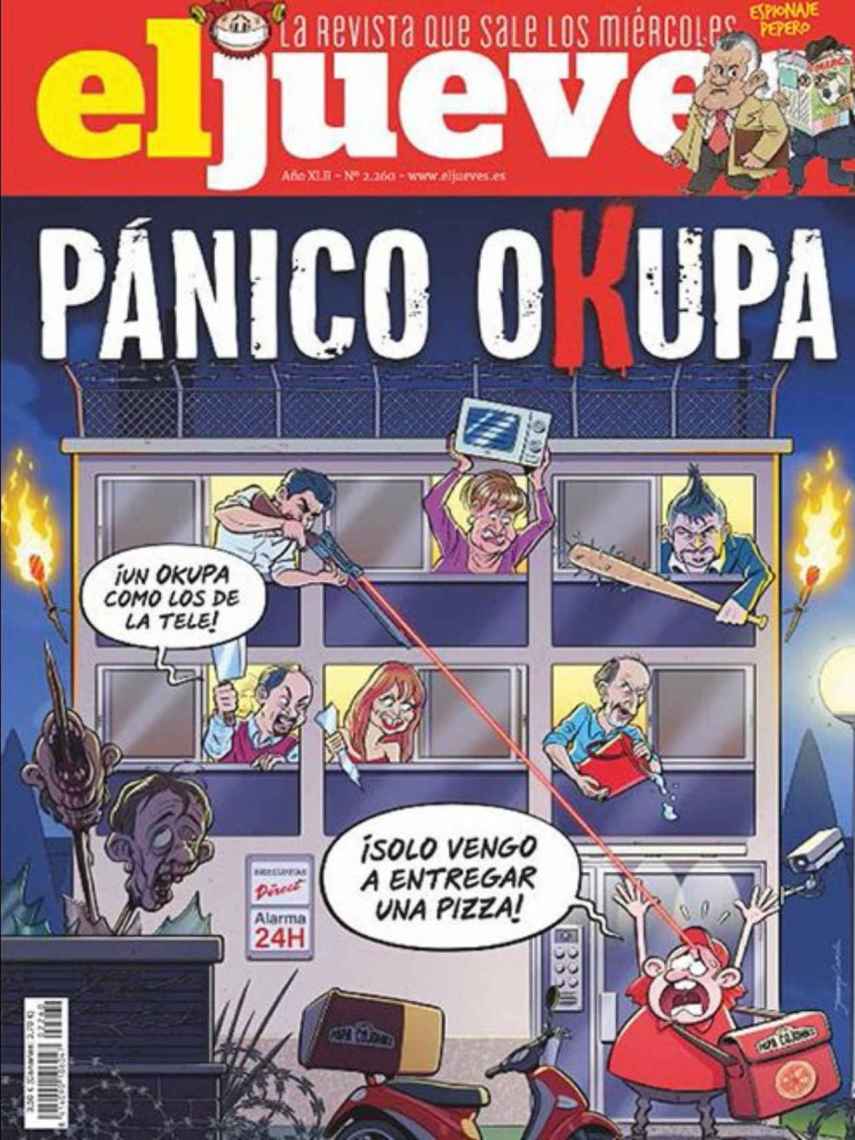 El pánico okupa en la portada de 'El Jueves', editada por RBA.