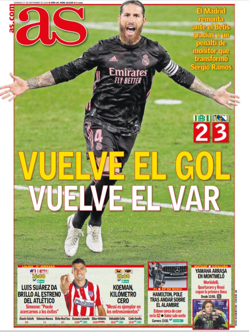 La Portada Del Diario As 27 09 2020