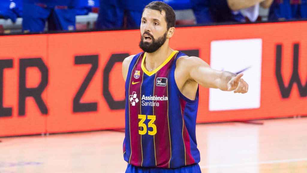 Nikola Mirotic, durante el Barcelona - RETAbet Bilbao Basket de la ACB