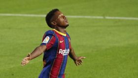 Ansu Fati celebra el gol del Barcelona ante el Villarreal