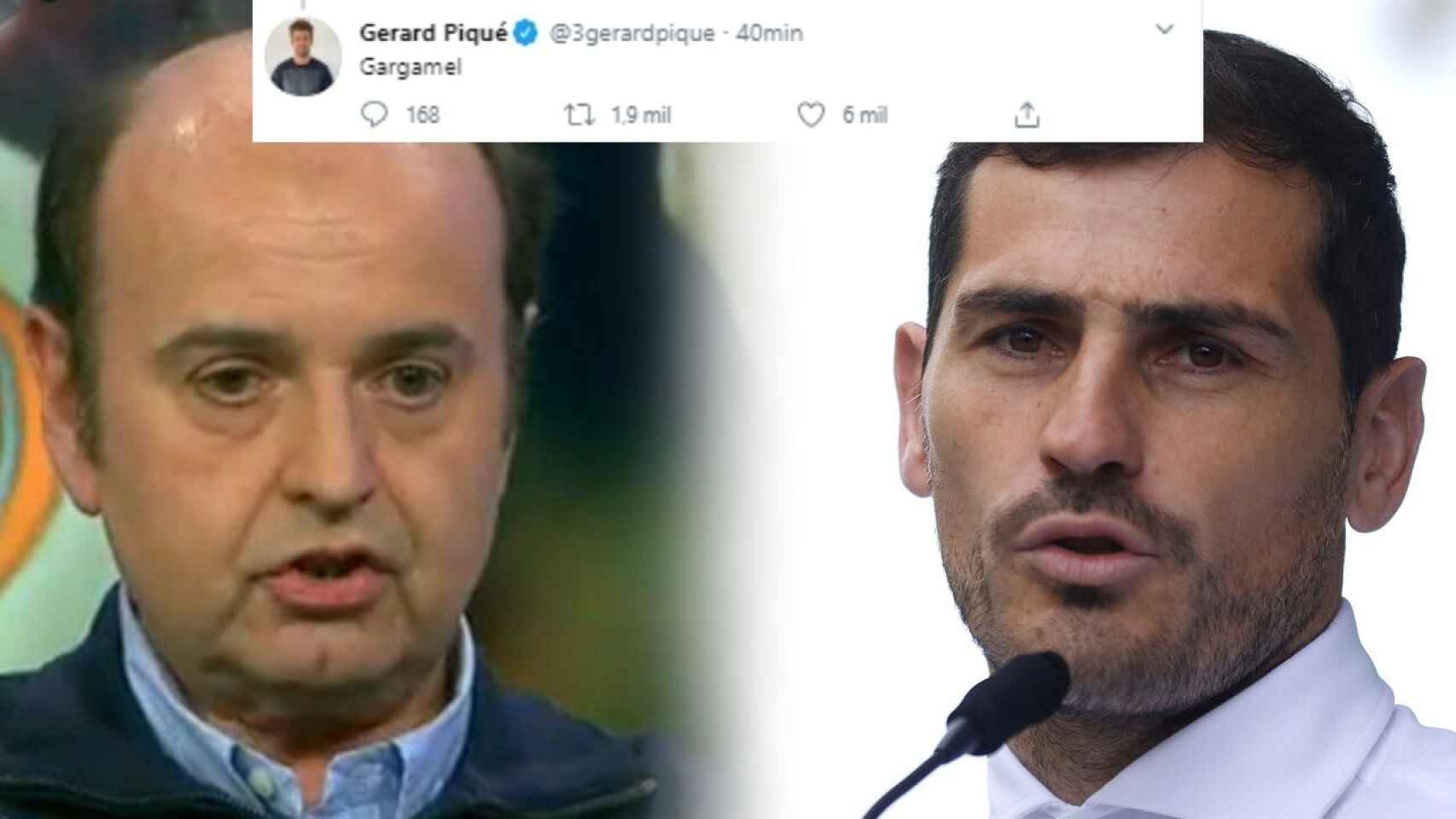 Juanma Rodríguez e Iker Casillas, junto al tuit de Piqué
