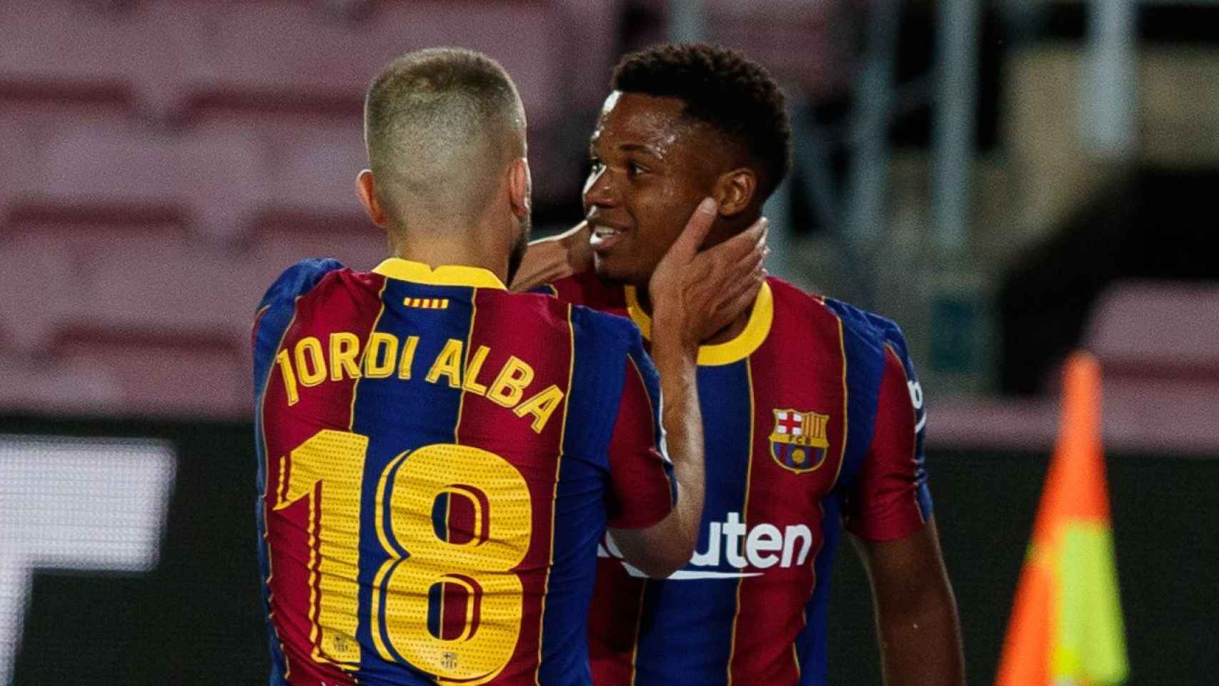 Ansu Fati celebra un gol con el Barcelona