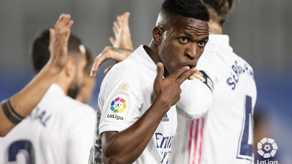 Vinicius celebra su gol al Real Valladolid