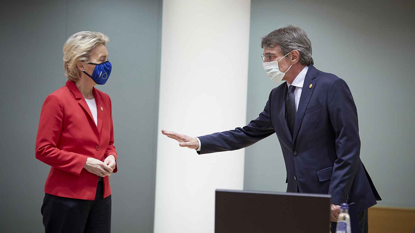Ursula von der Leyen y David Sassoli, este jueves durante la cumbre de la UE