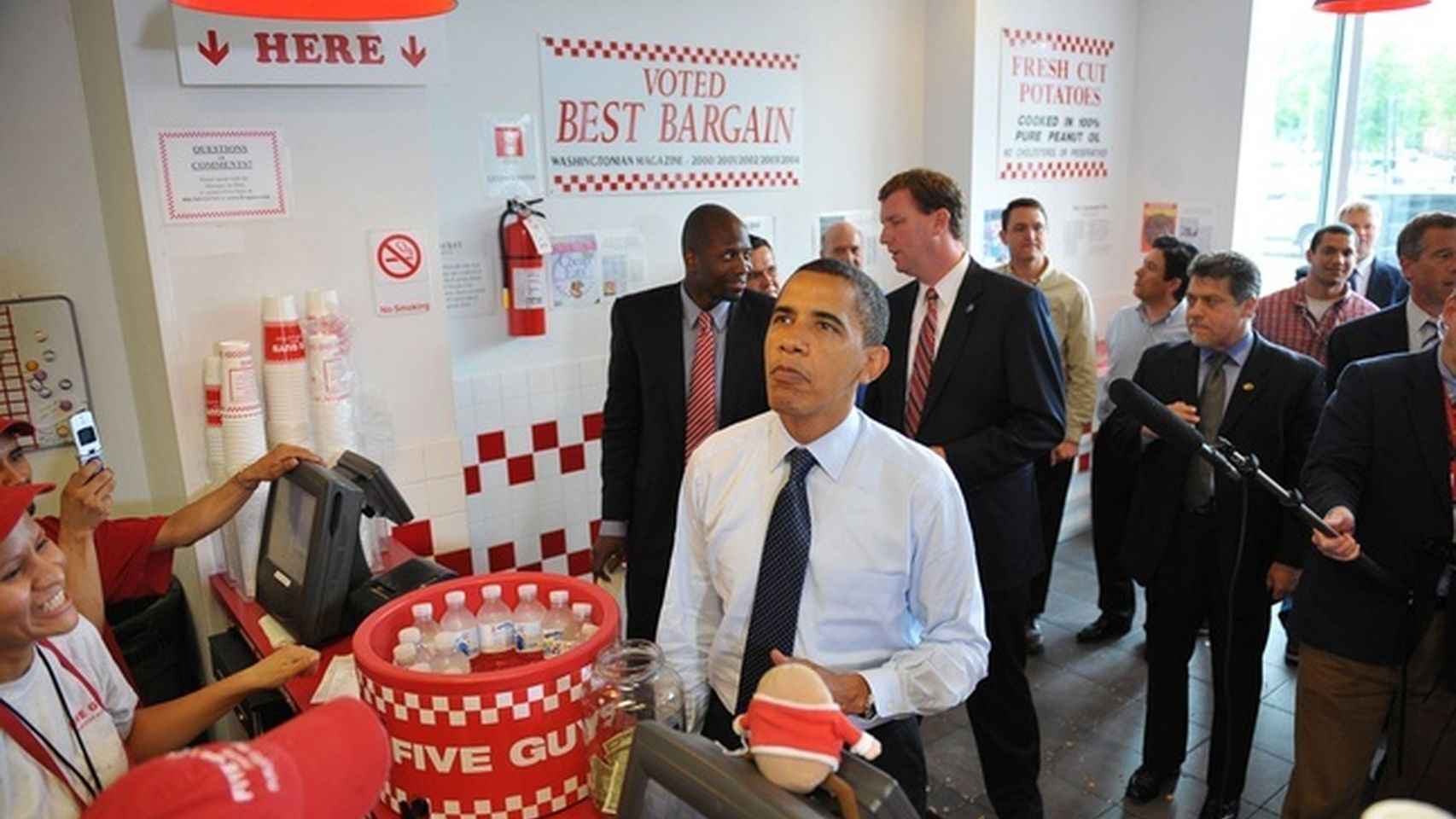 Barak Obama en Five Guys.
