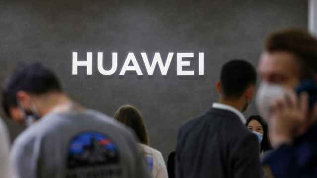 FILE PHOTO: The Huawei logo is seen at the IFA consumer technology fair, in Berlin