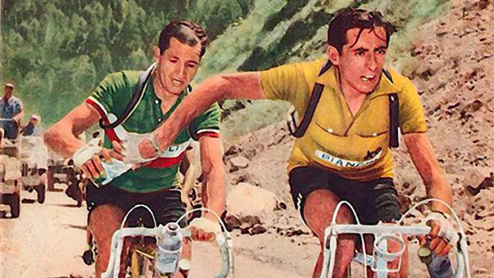 Gino Bartali y Fausto Coppi comparten agua en el Tour del 52. Su rivalidad dividió Italia.