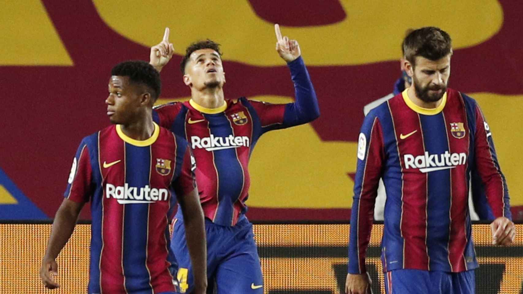 Coutinho celebra su gol con el Barcelona ante el Sevilla, en la jornada 5 de La Liga