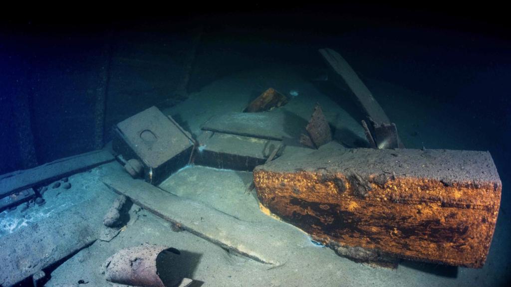 Fotografía tomada por los buceadores polacos tras hallar el barco Karlsruhe.