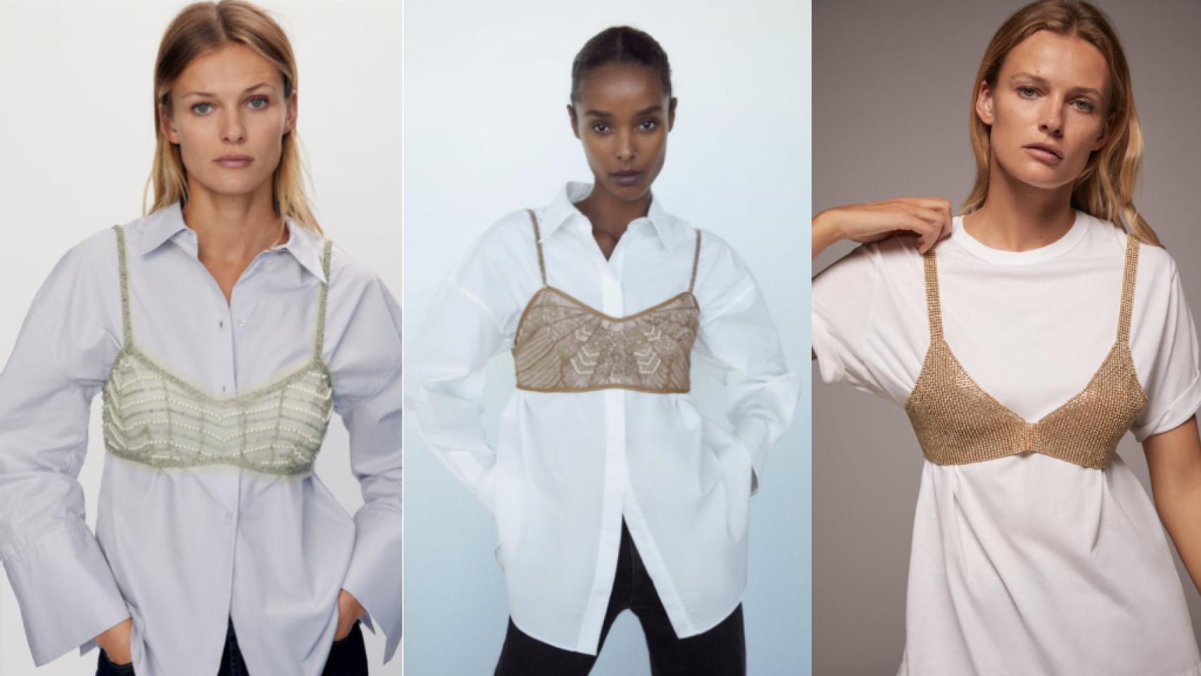Las diferentes propuestas de Zara para llevar un 'look' de top sobre camisa.