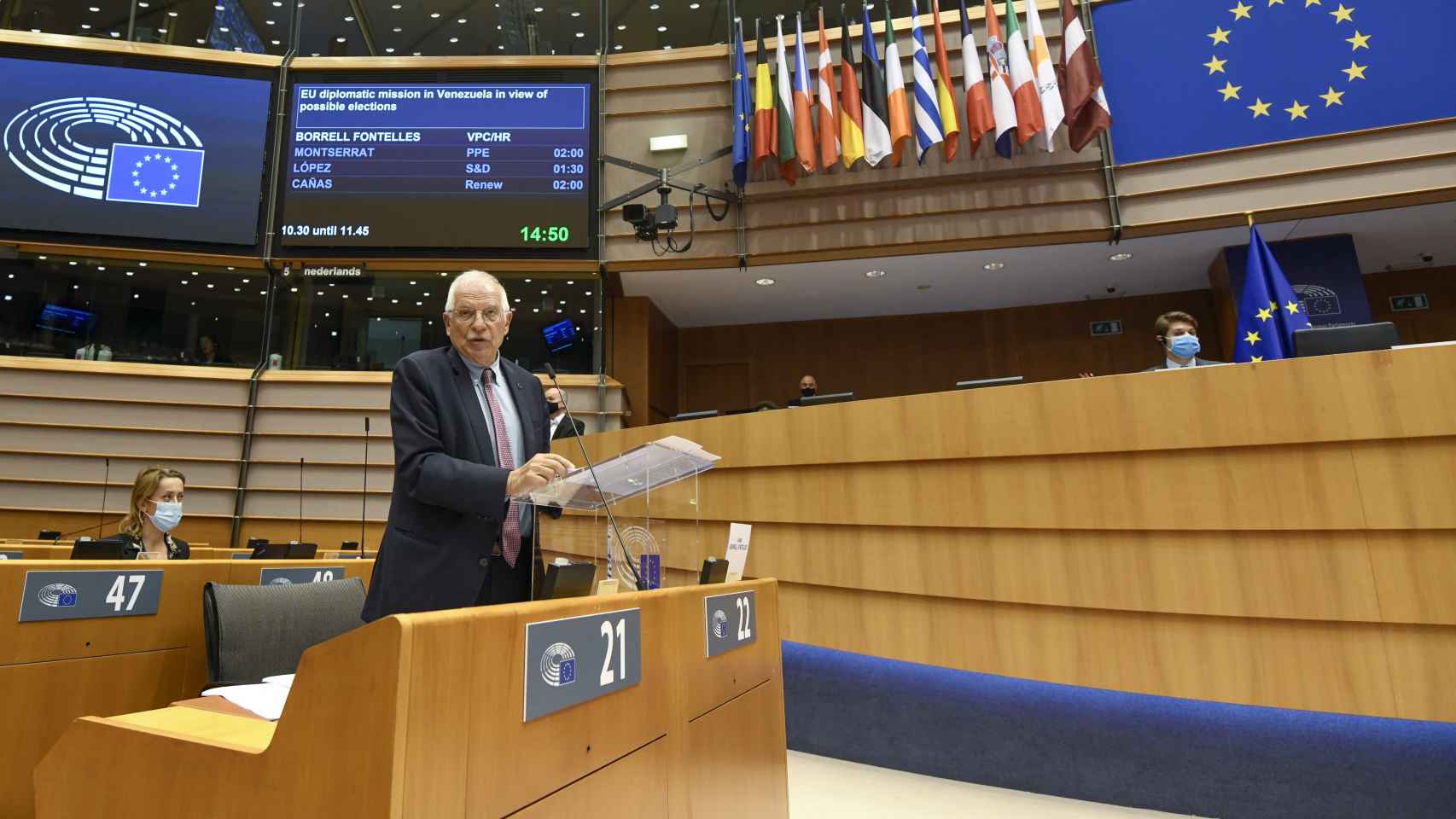 Josep Borrell, durante el debate en la Eurocámara sobre Venezuela.
