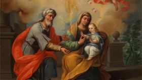 La virgen María, junto a sus padres, San Joaquín y Santa Ana.