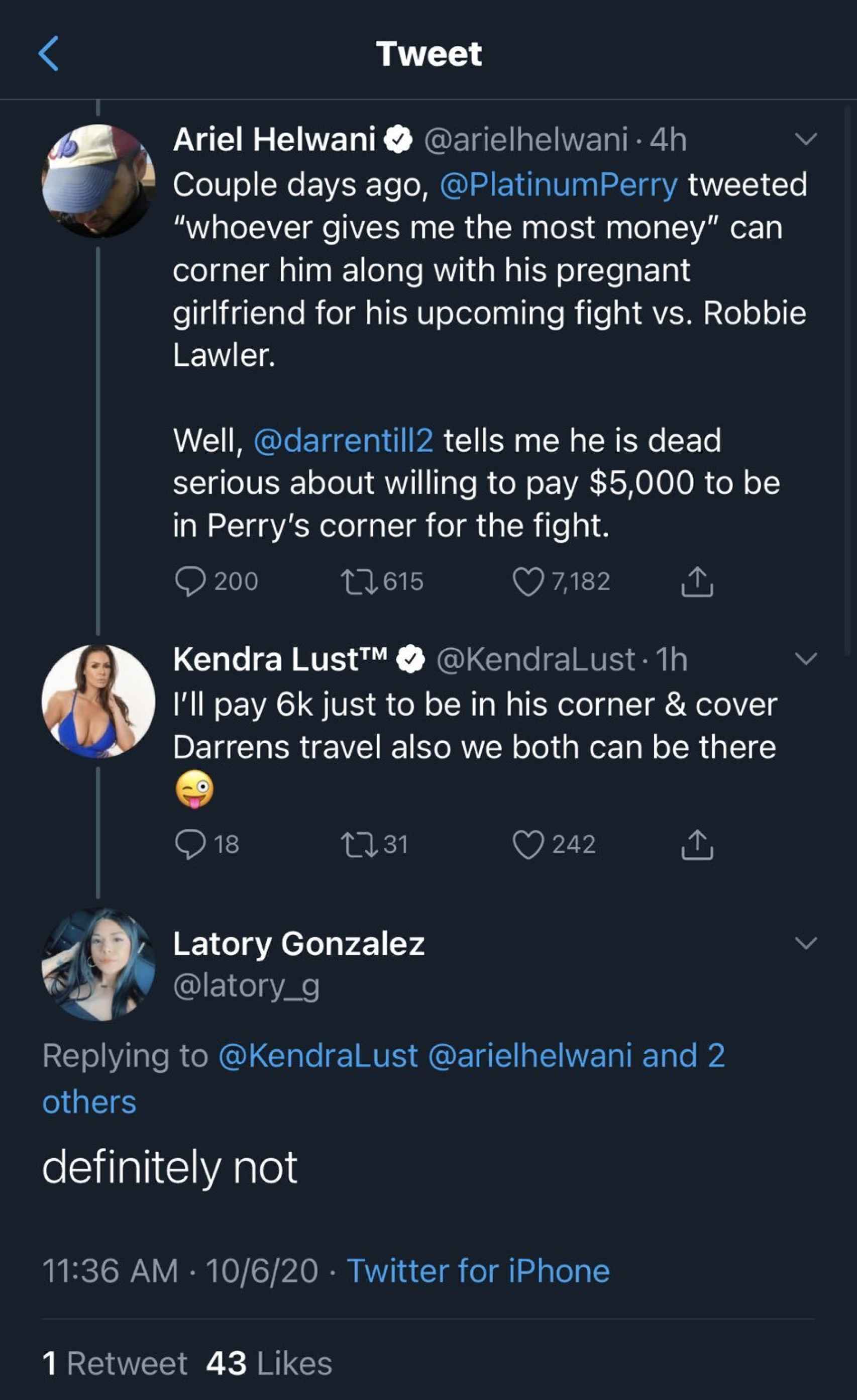 La estrella porno Kendra Lust hace una oferta irrechazable a un luchador de  la UFC