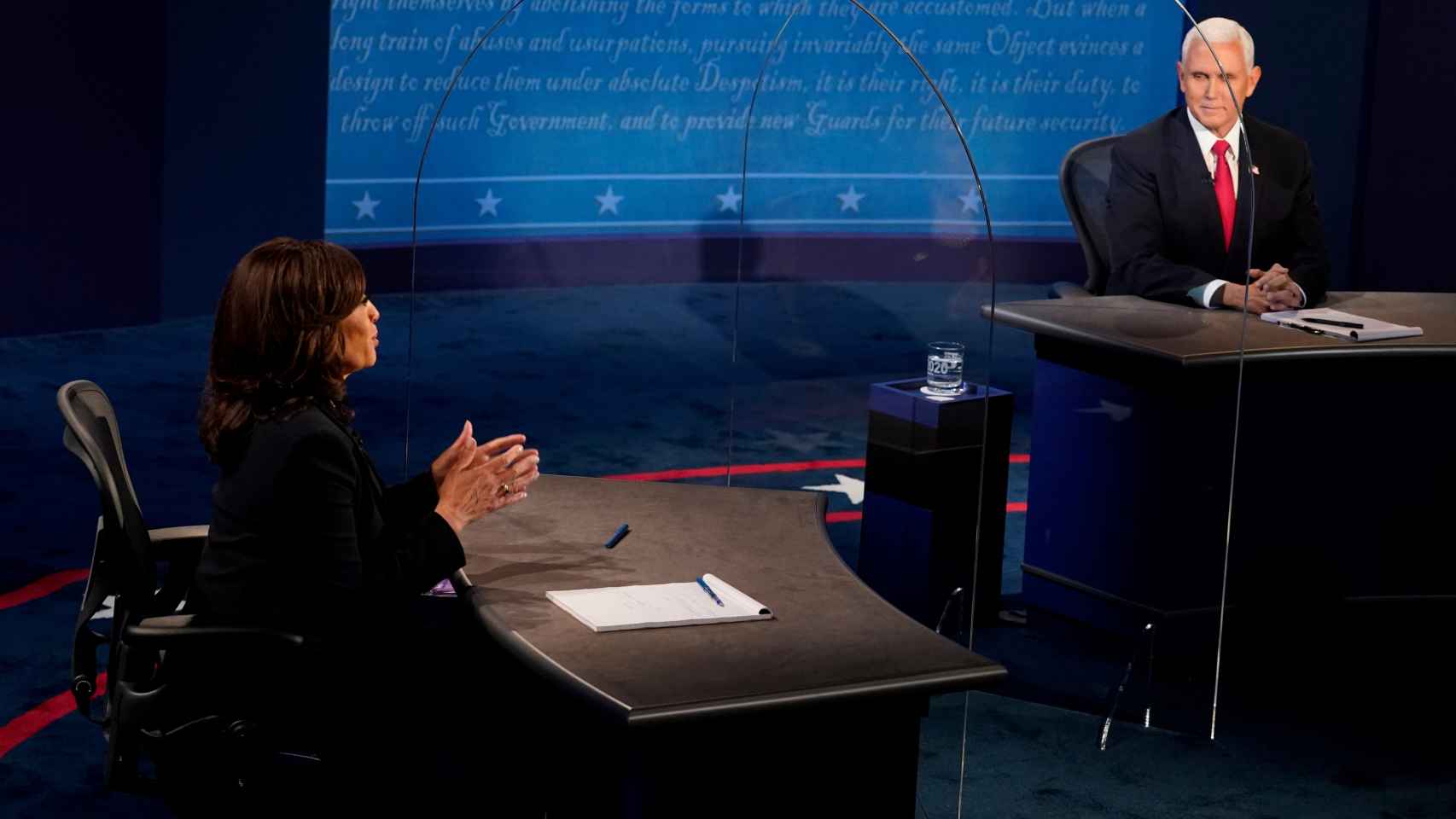 Debate entre Mike Pence y Kamala Harris en la Universidad de Utah.