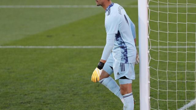 Courtois durante un partido del Real Madrid