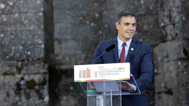 Pedro Sánchez durante su comparecencia este fin de semana junto al primer ministro portugués, Antonio Costa.