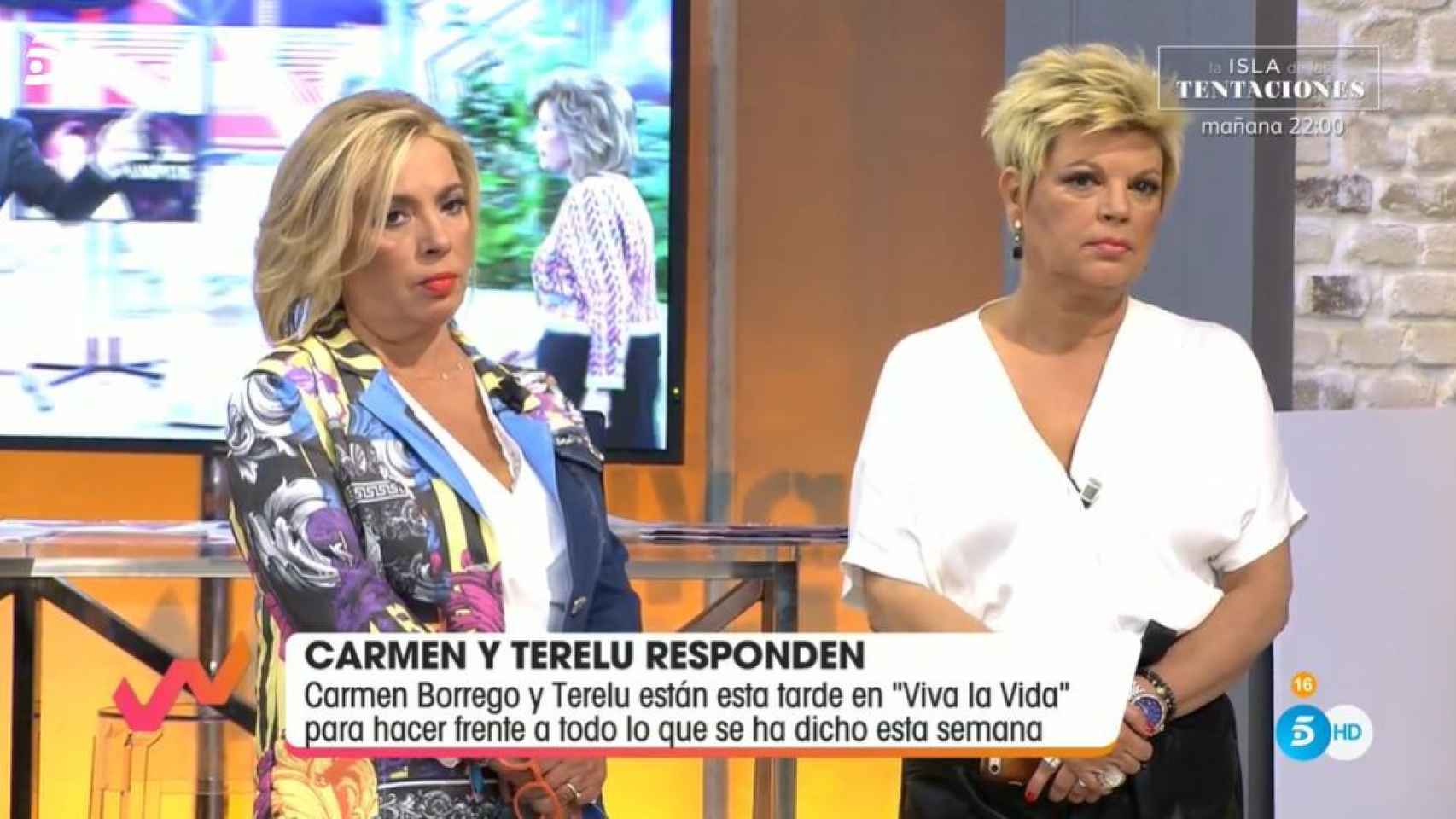 Las hermanas Campos en el plató de Telecinco.