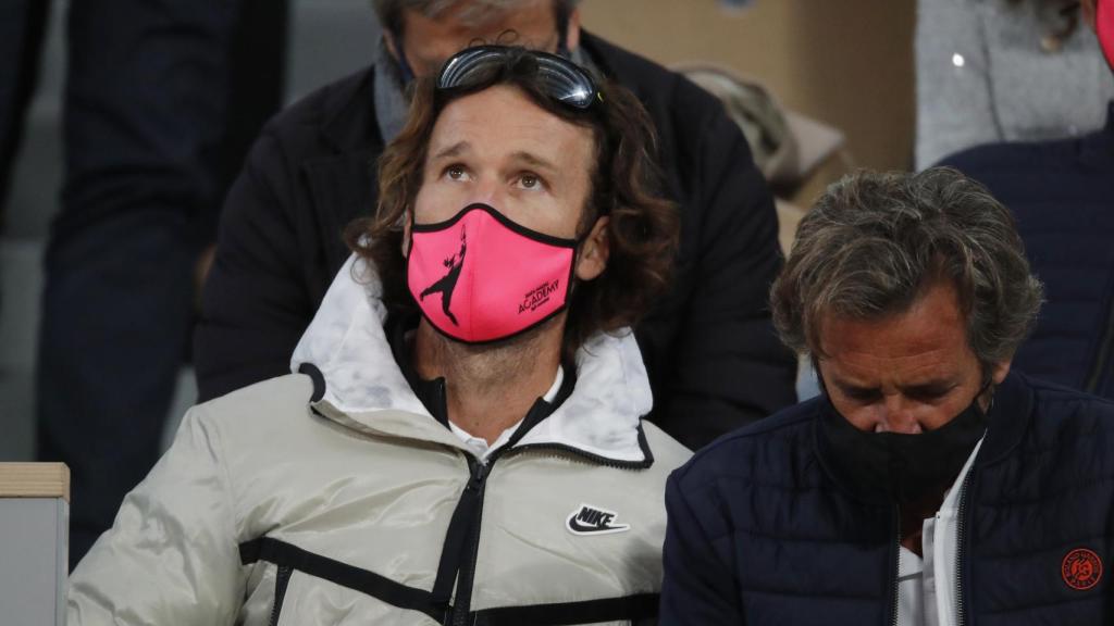 Carlos Moyá, entrenador de Rafa Nadal, en la final de Roland Garros 2020