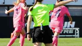 Kosovare Asllani celebra el primer gol de la historia del Real Madrid Femenino en Primera Iberdrola