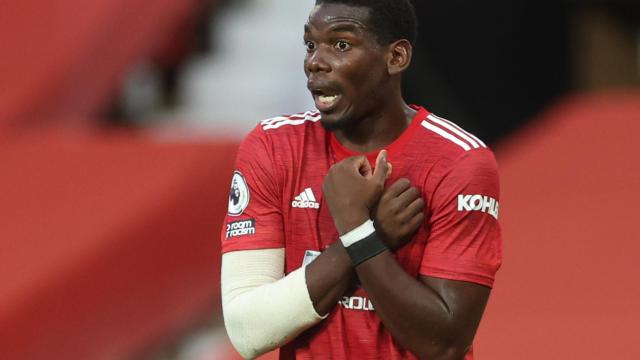 Paul Pogba, en un partido del Manchester United en la temporada 2020/2021