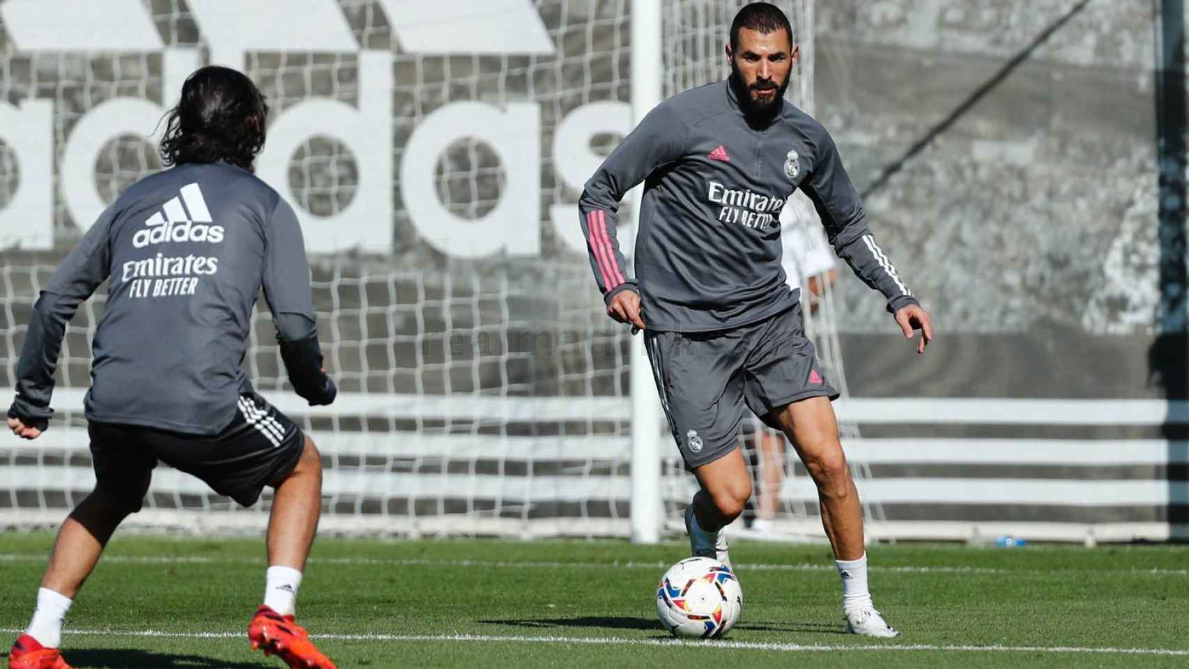 Karim Benzema, en un entrenamiento del Real Madrid