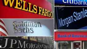 Rótulos de varios de los grandes bancos estadounidenses.