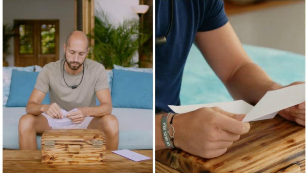 Pablo y Tom leyendo las cartas de sus parejas en montaje de JALEOS.