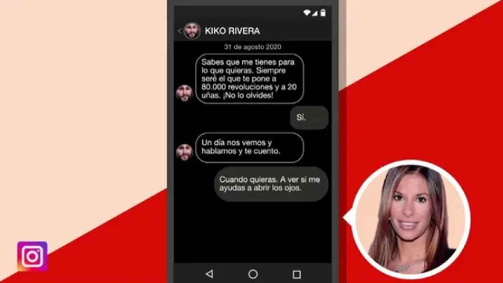 Presuntos mensajes entre Kiko Rivera y Techi Cabrera.
