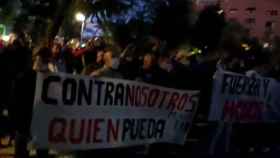 Protestas en San Blas contra los menas, difundida en redes por SOS Racismo Madrid.