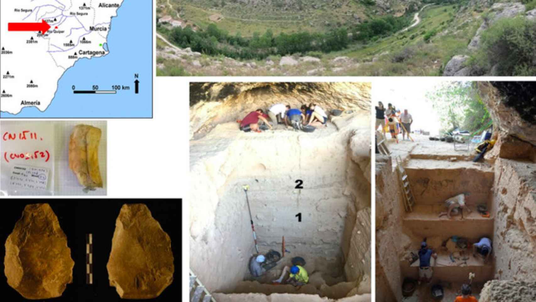 Localización de la cueva y el hacha prehistórica.