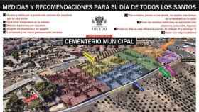 Plano con las medidas de acceso al cementerio de Toledo el 1 de noviembre