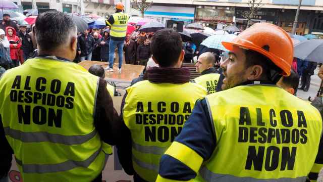 Actos de protesta de los trabajadores de Alcoa en San Cibrao.