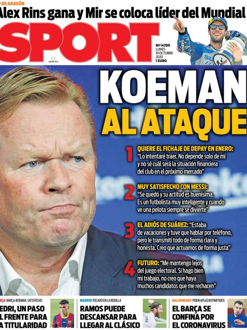 La portada del diario SPORT (19/10/2020)