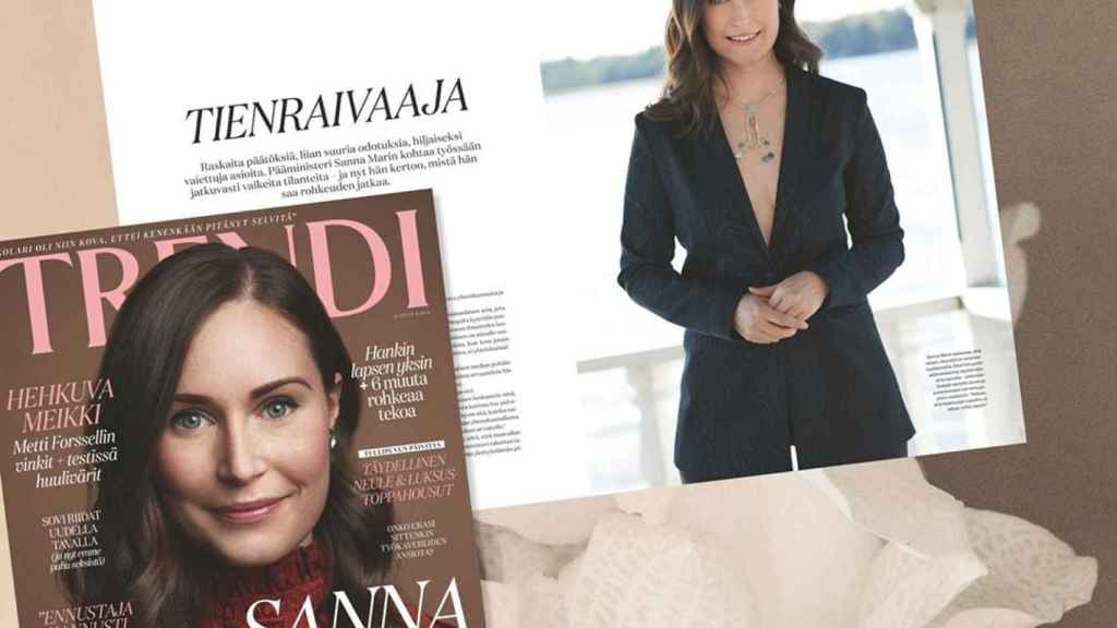 Imagen de la revista donde aparece la primera ministra finlandesa con un escote.
