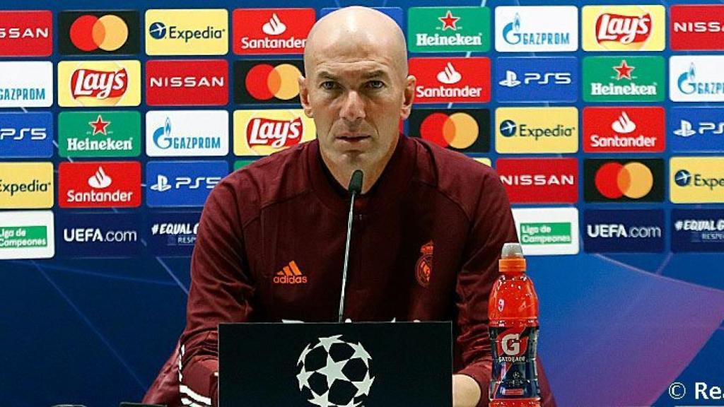 Zidane, en rueda de prensa en la Champions League