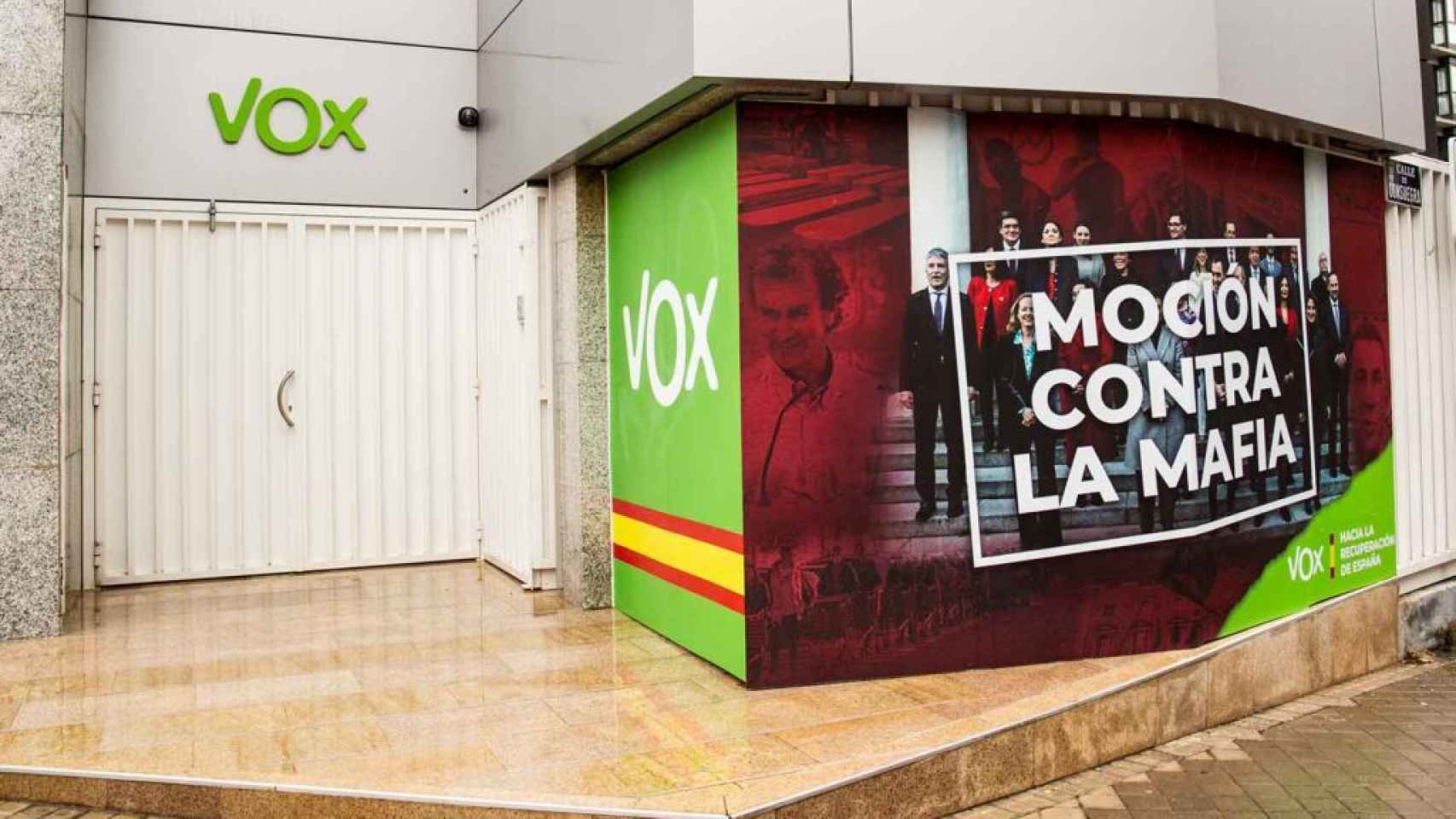 Fachada de la sede central de Vox en Madrid.