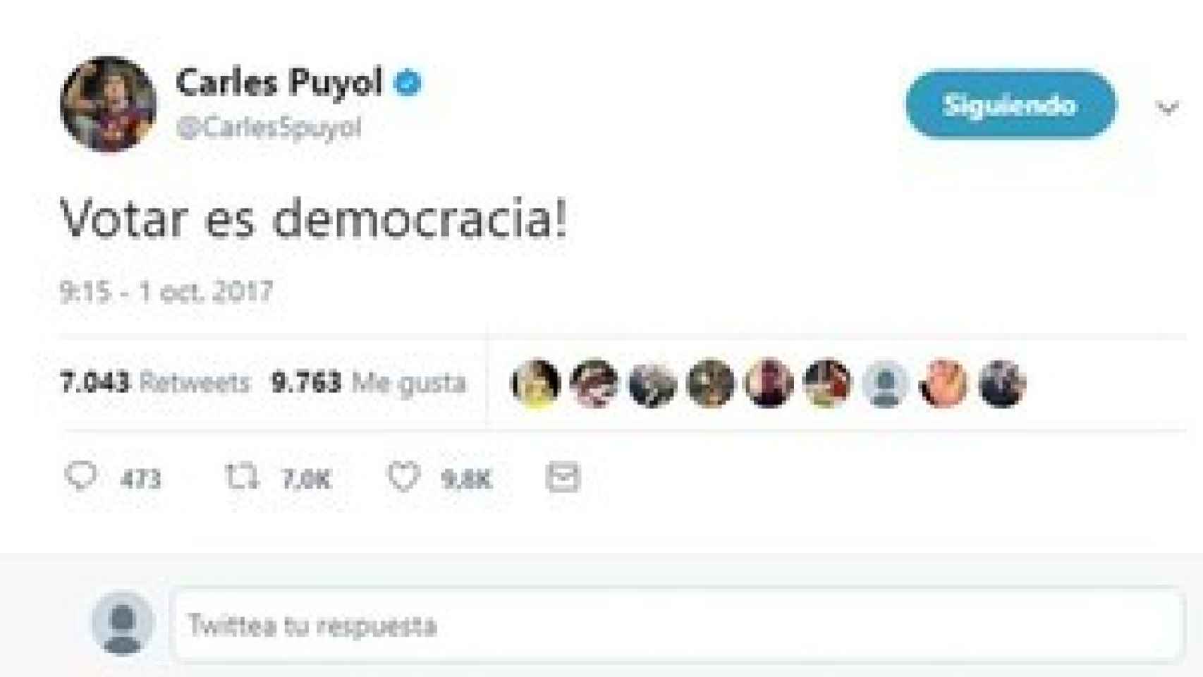 La publicación de Carles Puyol el 1-0