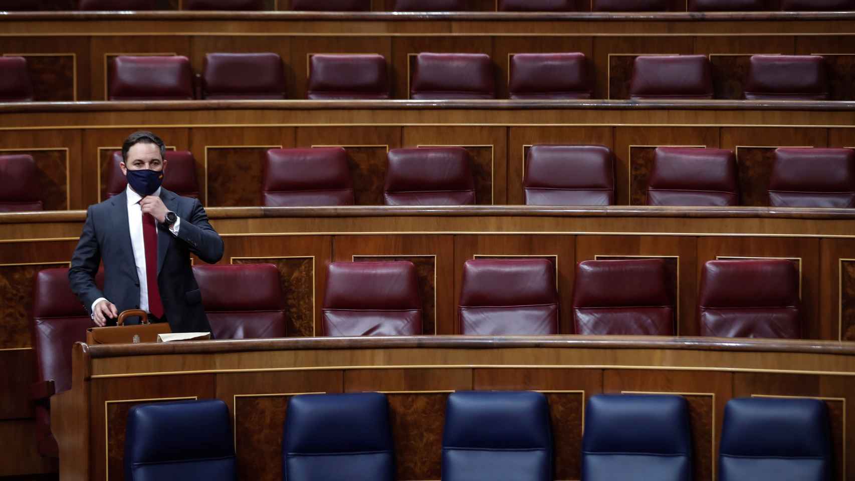 Santiago Abascal, este miércoles en su escaño del Congreso.