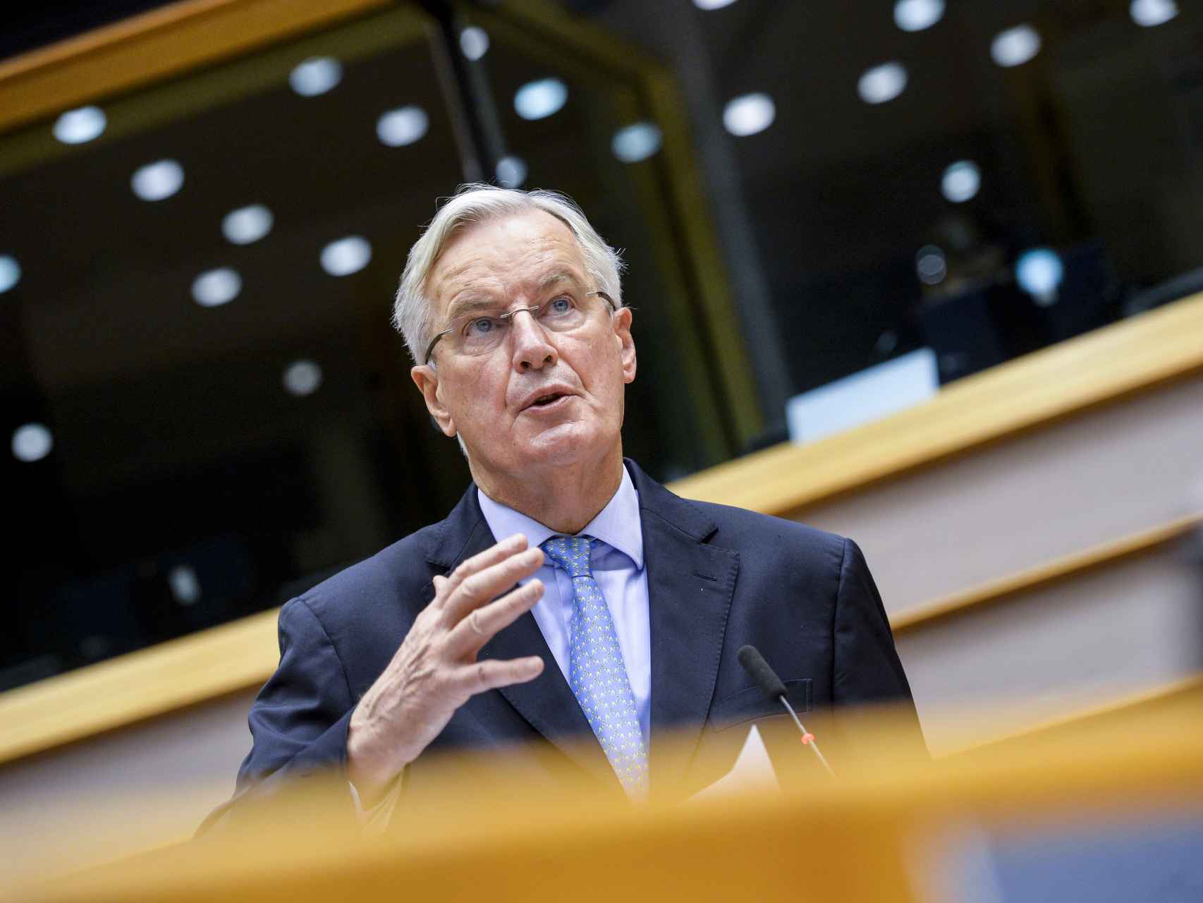 El negociador de la UE para el 'brexit', Michel Barnier, durante su discurso de este miércoles en la Eurocámara